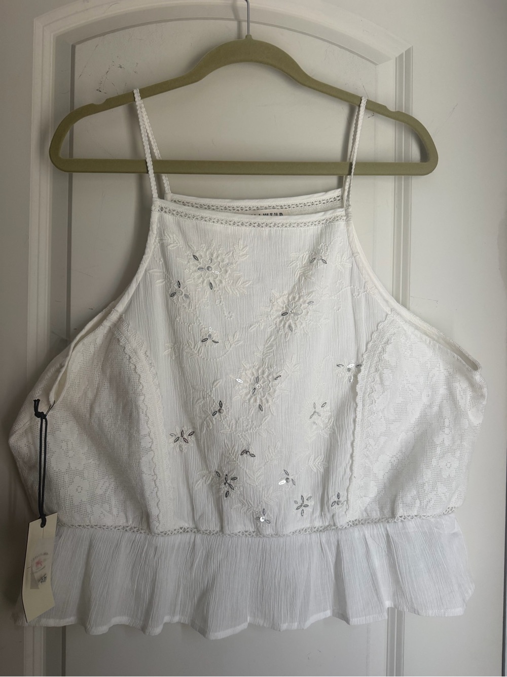 Idyllwind Women's Magda Embroidered Peplum Tank‎ cotton angelcore coastal XL